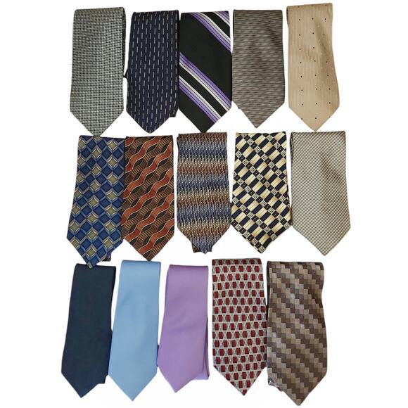 15 pc lot Designer silk neck ties bundle Tommy Hilfiger Kenneth Cole Stafford - Picture 1 of 2